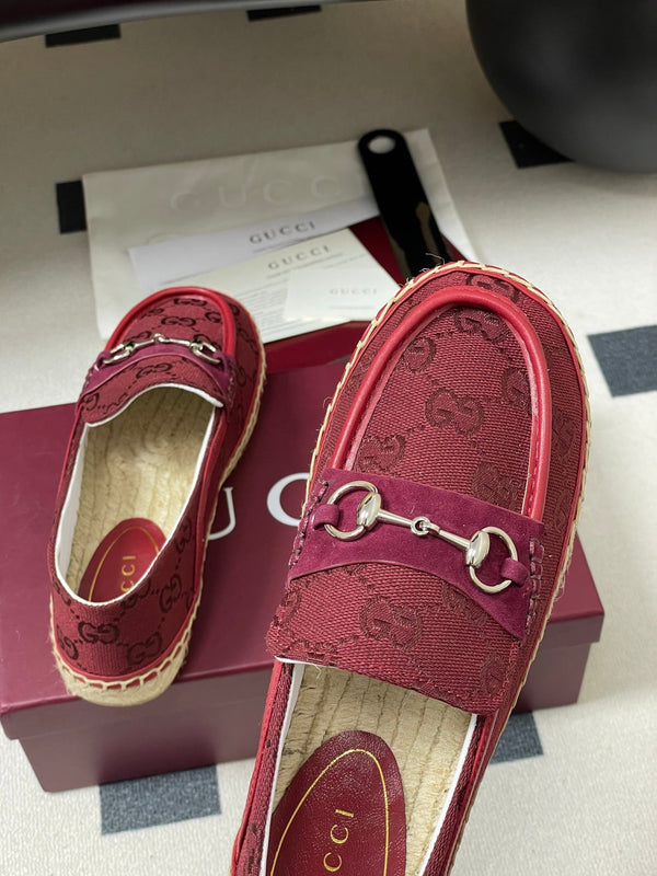 Mocassins à enfiler GG 26ss toile Double G rouge 593493