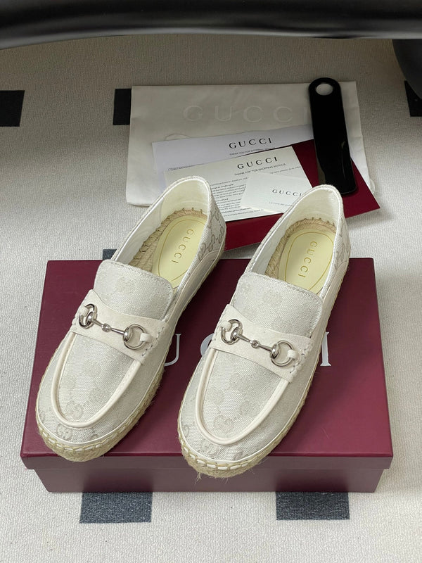 GG 26ss Mocassins à enfiler en jean ivoire 593495