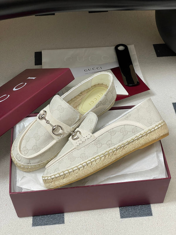GG 26ss Mocassins à enfiler en jean ivoire 593495