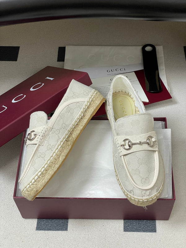 GG 26ss Mocassins à enfiler en jean ivoire 593495