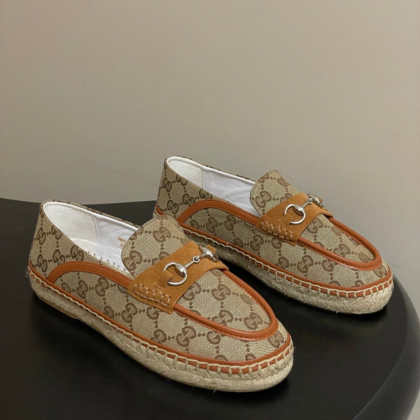 GG 26ss Mocassins sans lacets Camel Beige Denim 593496