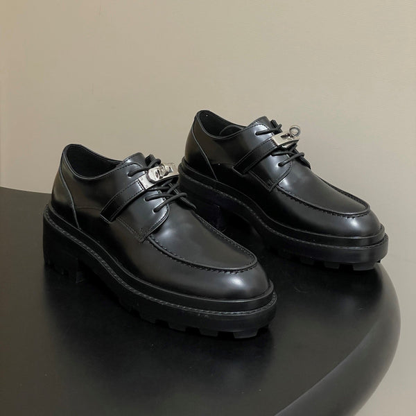 HM Chaussures Oxford Premières 5cm Cuir Noir 594335