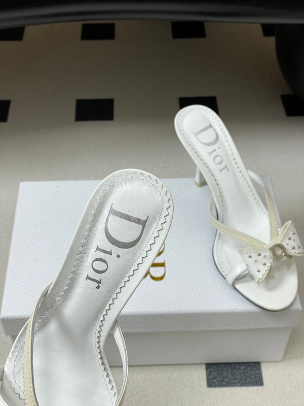CD 26SS Sandales à talon D'Trick 10 cm Blanc Nœud en peau de mouton 632580