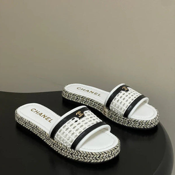 CC 26s Plateforme Claquettes Cuir de vachette Blanc 649458