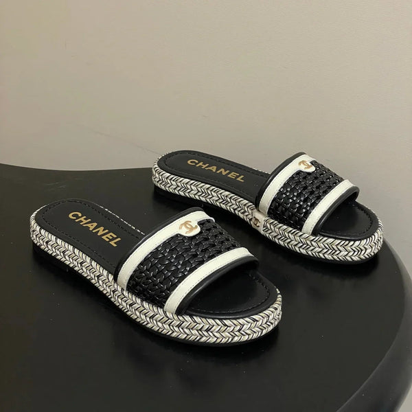 CC 26s Chaussons compensés Cuir de vachette noir 649461
