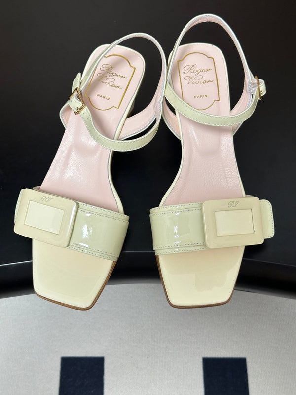 RV Belle Vivier Sandals Cream Patent Leather 835127