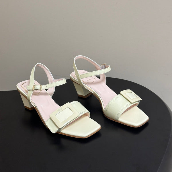 RV Belle Vivier Sandals Cream Patent Leather 835127