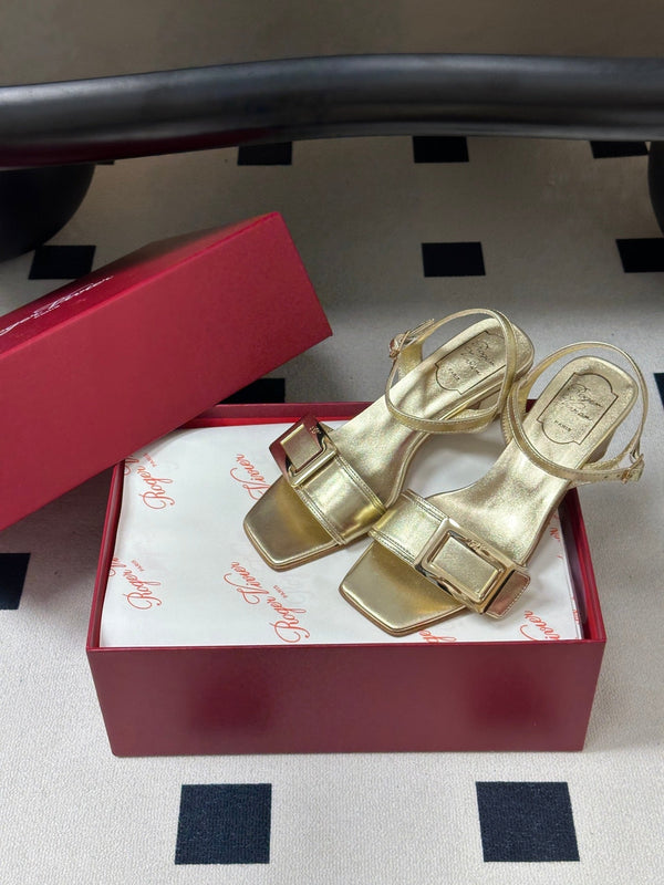 RV Belle Vivier Sandals Gold Patent Leather 835128
