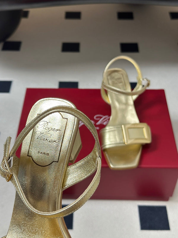 RV Belle Vivier Sandals Gold Patent Leather 835128