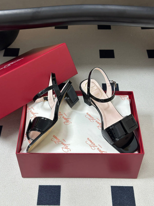 RV Belle Vivier Sandals Black Patent Leather 835129