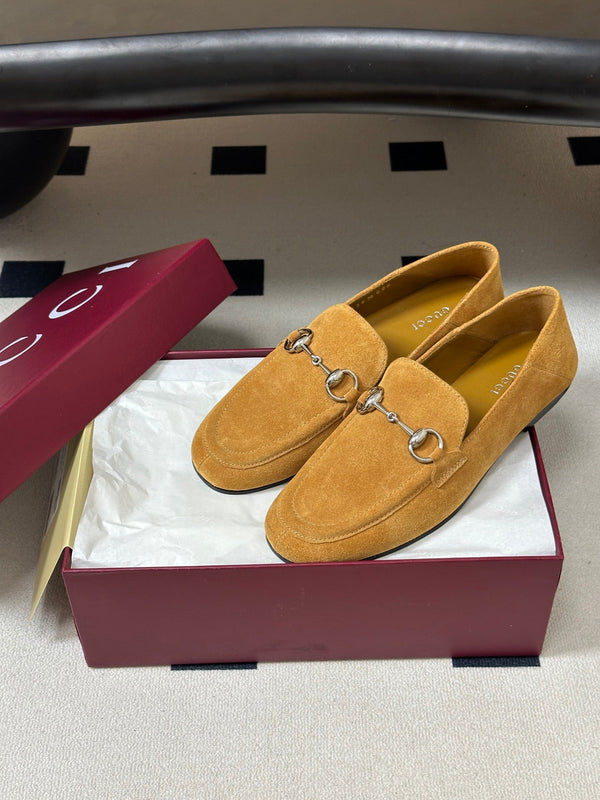 GG 26s Horsebit Loafers Flat Light Brown Suede 952562