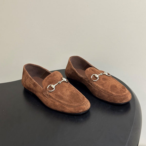 GG 26s Horsebit Loafers Flat Brown Suede 952563