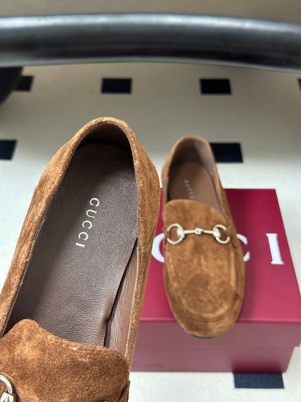 GG 26s Horsebit Loafers Flat Brown Suede 952563