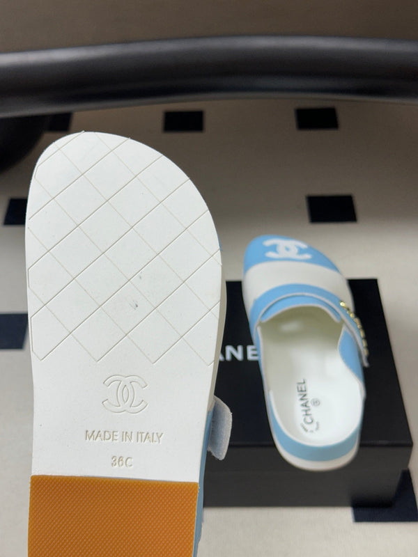 CC 26s Pool Slides Blue White Lambskin 952558