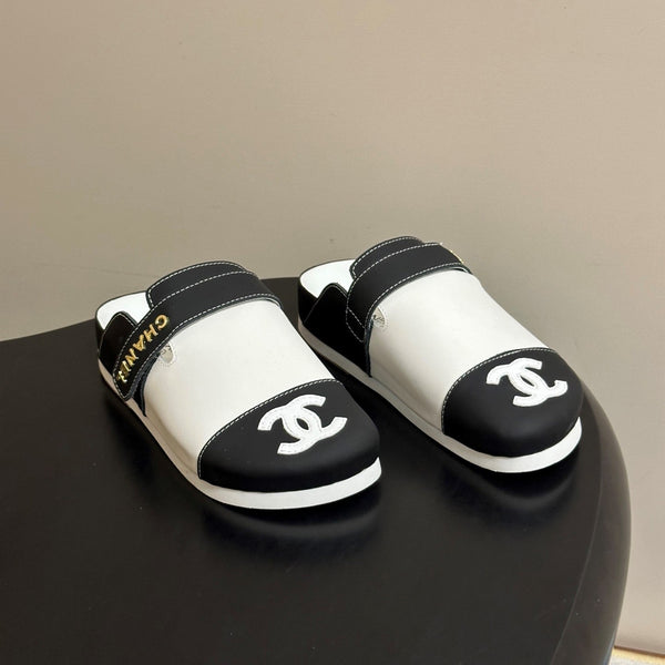 CC 26s Pool Slides Black White Lambskin 952559