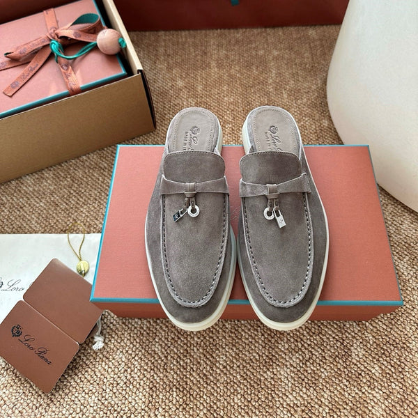 Loro Piana Charms Walk Flat Mules Dark Brown Suede 623555