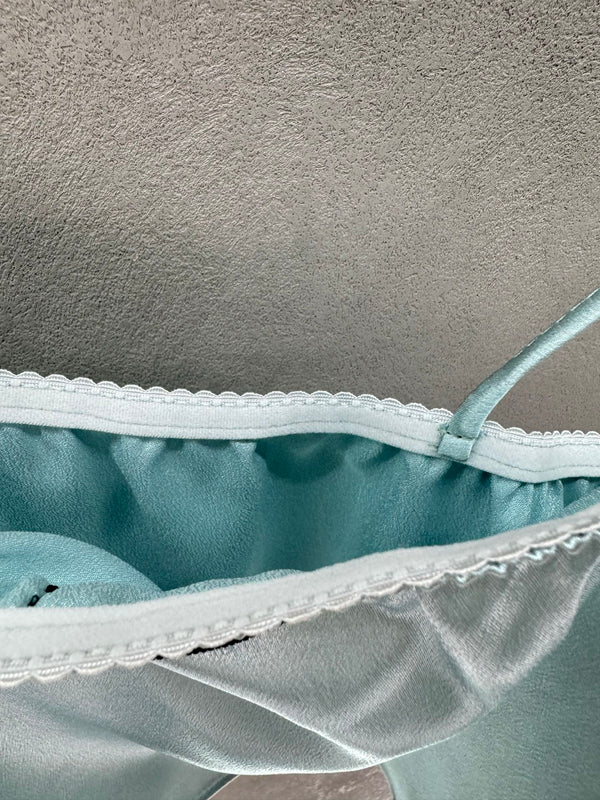 Miu Camisole Top Light Blue Satin 402819