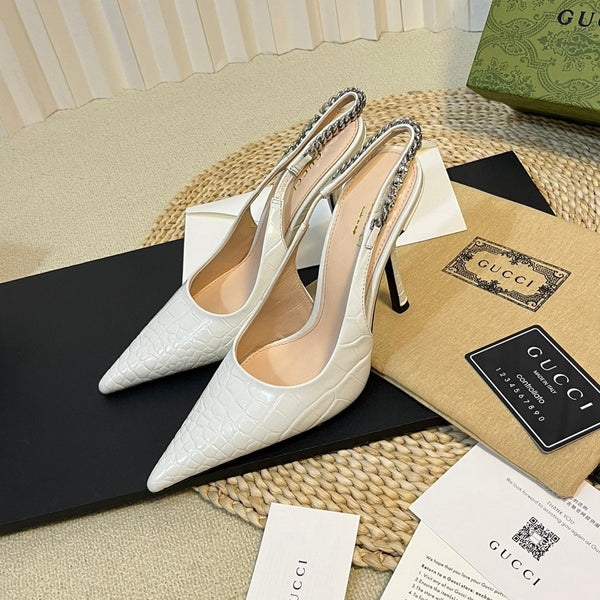 Scarpe col tacco alte da donna GG bianche