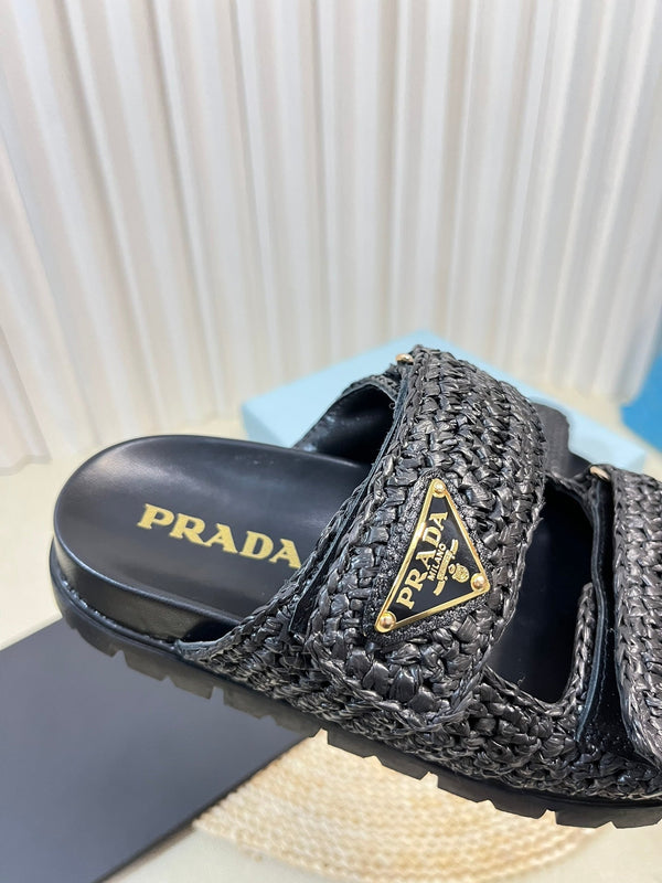 Pra Raffia Cork Slide 40 Nero