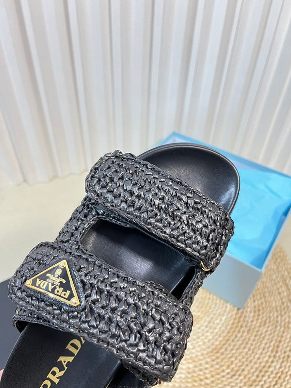 Pra Raffia Cork Slide 40 Nero