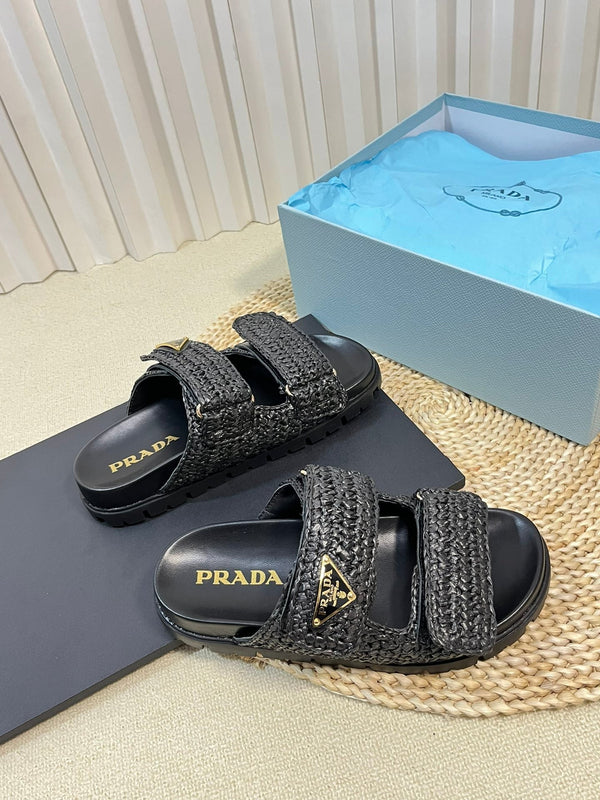 Pra Raffia Cork Slide 40 Nero