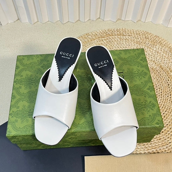 GG  Women's Heeled Sandals White