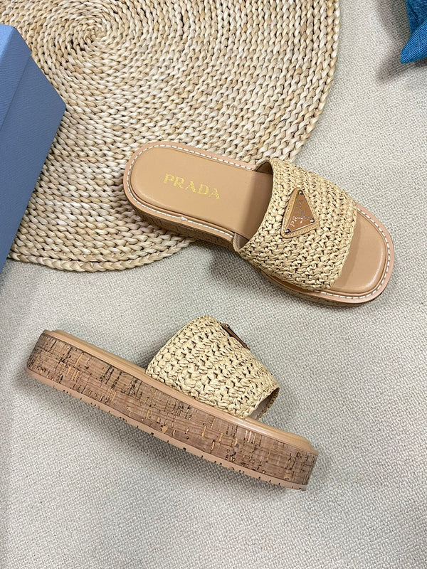 Ciabatte piatte all'uncinetto 40 leggere con suola in sughero beige