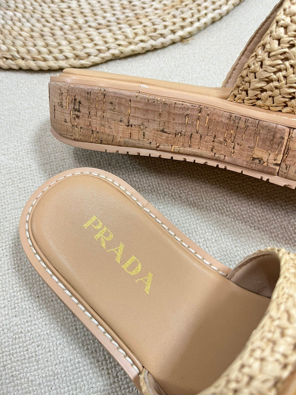 Ciabatte piatte all'uncinetto 40 leggere con suola in sughero beige