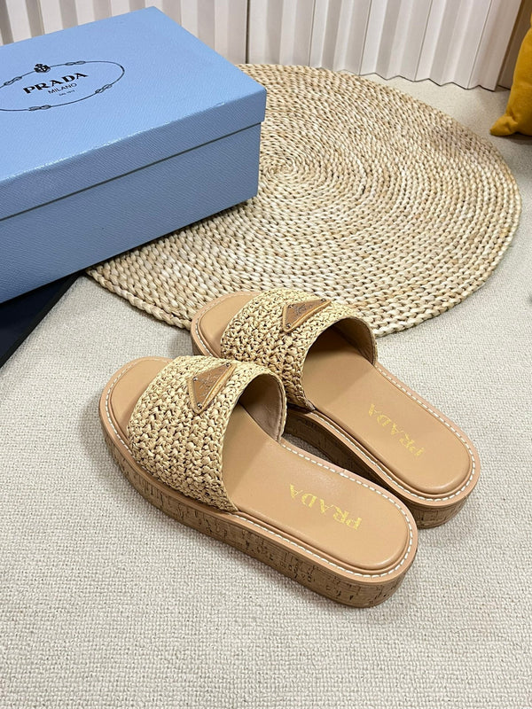 Ciabatte piatte all'uncinetto 40 leggere con suola in sughero beige