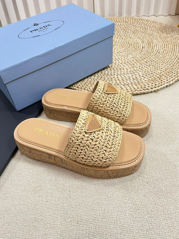 Ciabatte piatte all'uncinetto 40 leggere con suola in sughero beige