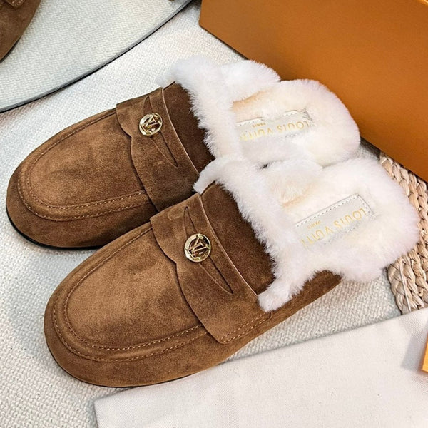 ZOCCOLI LV COSY FLAT COMFORT IN CAMOSCIO MARRONE RUSSET E FODERA IN SHEARLING