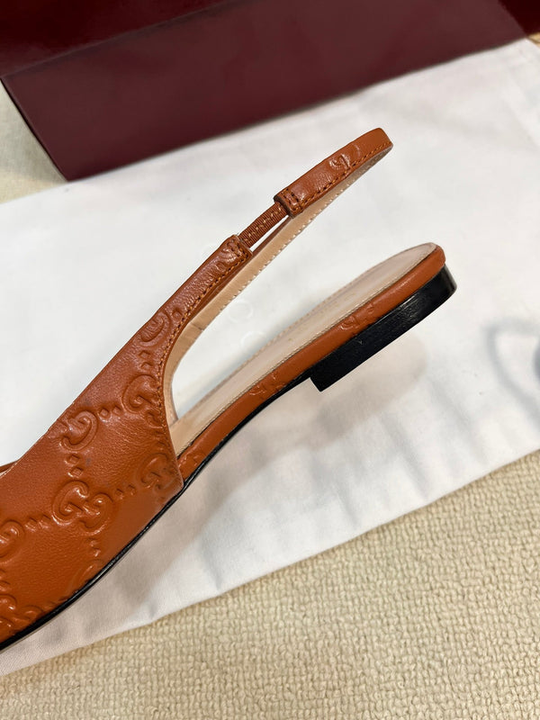 GC Horsebit Slingback Pump 10mm Brown Embossed Sheepskin 294570