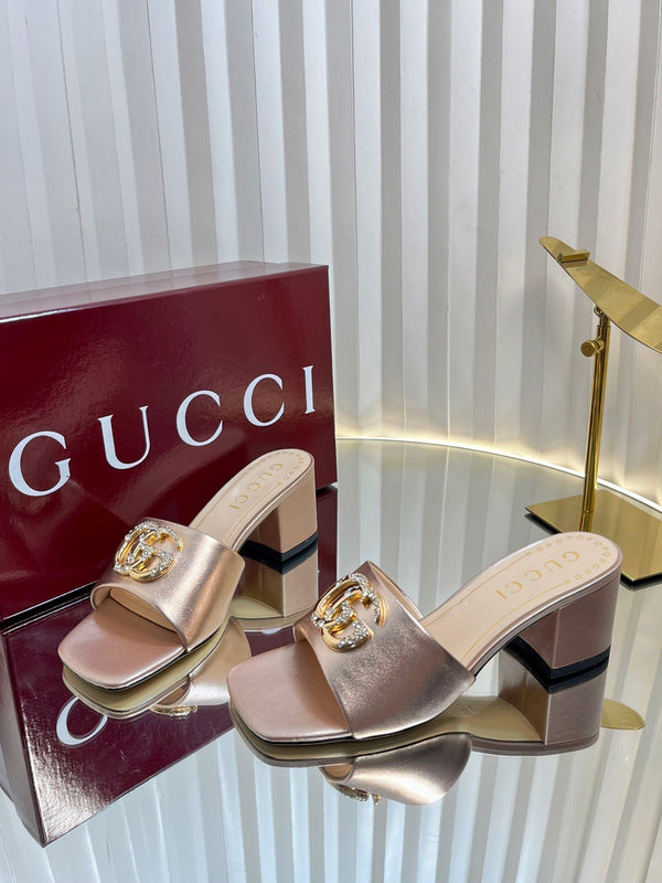 GC 25 Interlocking G Heeled Sandal Nude Patent Leather 294640