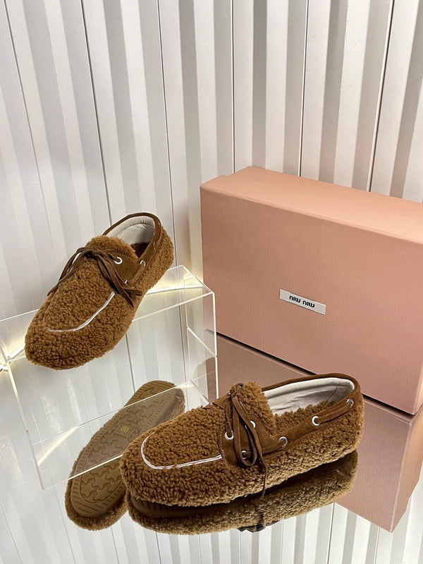 Mocassins en laine marron Miumiu 25 548414