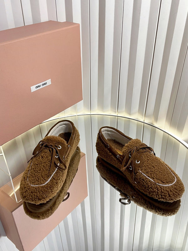 Mocassins en laine marron Miumiu 25 548414