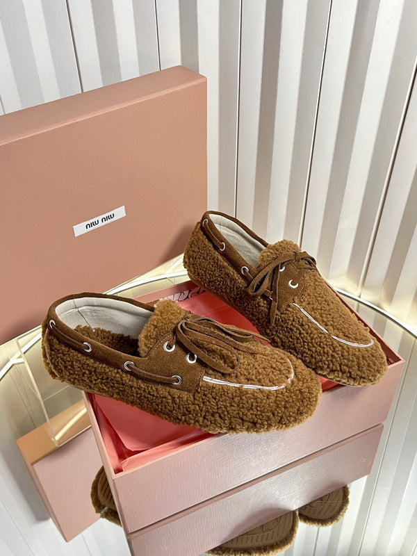 Mocassins en laine marron Miumiu 25 548414