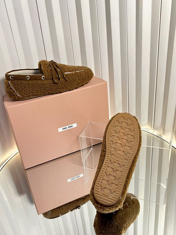 Mocassins en laine marron Miumiu 25 548414
