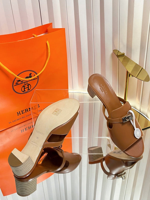 HM Candy Sandal 5cm Brown Calfskin 616223