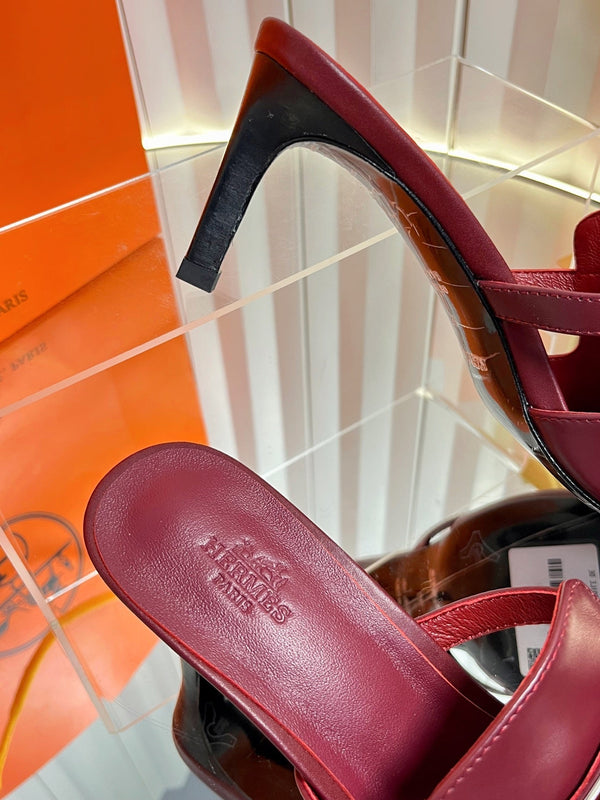 HM Sandales mignonnes en veau bordeaux 7cm 616211