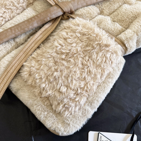 Moncler 2025 Joui Gilet Fausse Fourrure et Duvet Effet Mouton Beige Clair