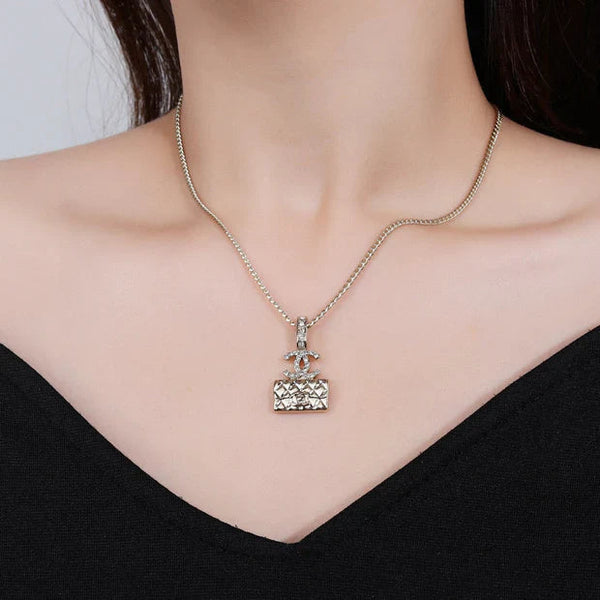 CC Classic Double C Light Gold Diamond Bag Necklace