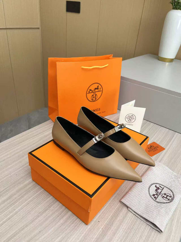 Kiara Slingback Flat Brown Calfskin 214055
