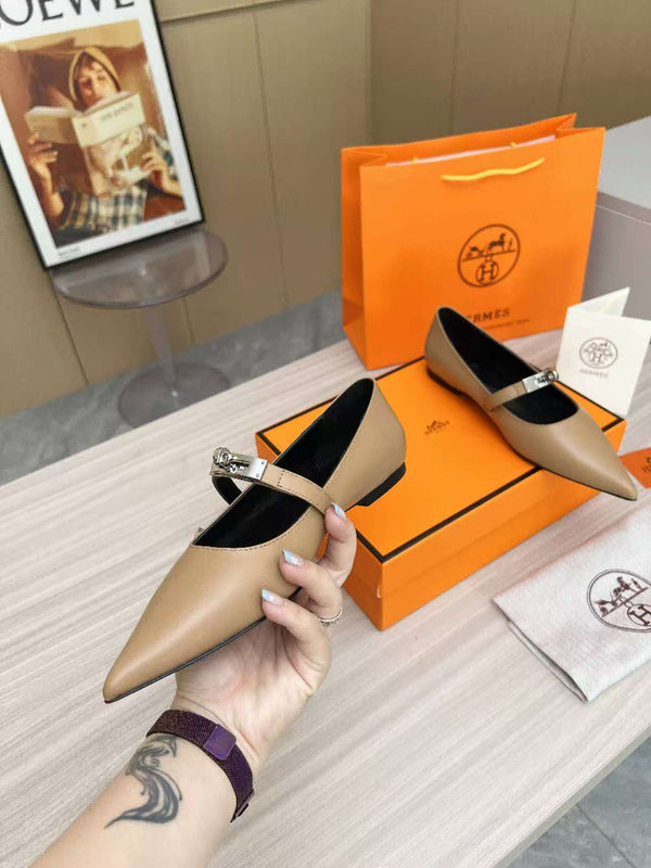 Kiara Slingback Flat Brown Calfskin 214055