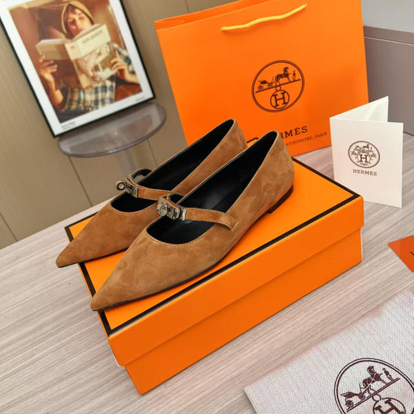 Kiara Slingback Flat Brown Suede 214061