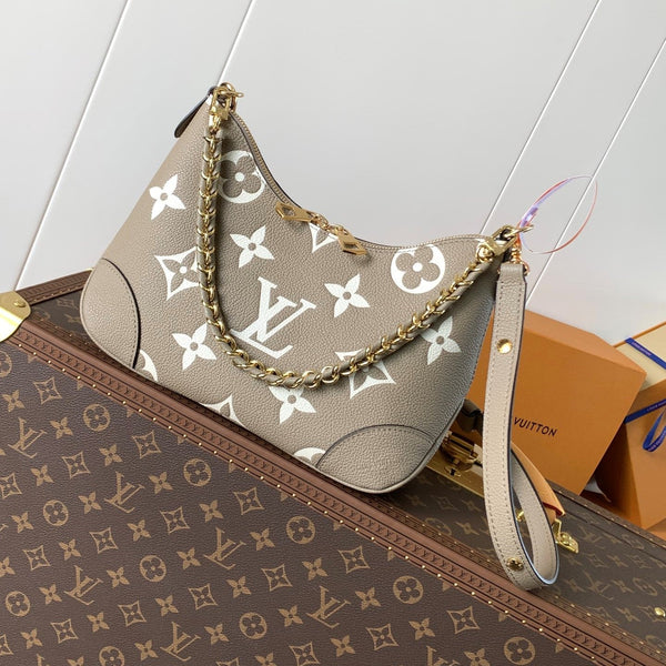 LV Boulogne PM 29cm Grigio Crema Pelle di vacchetta goffrata GHW