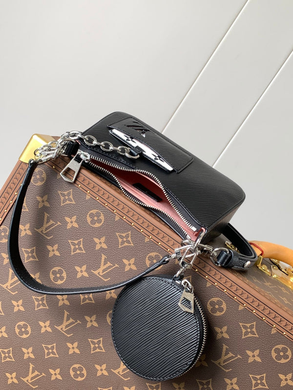 LV Marellini 19cm Pelle bovina Epi Grain nera Metallo HW