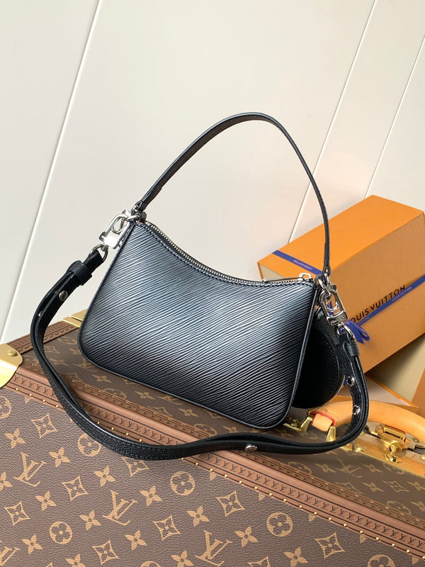 LV Marellini 19cm Pelle bovina Epi Grain nera Metallo HW