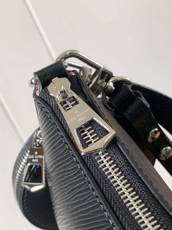 LV Marellini 19cm Pelle bovina Epi Grain nera Metallo HW