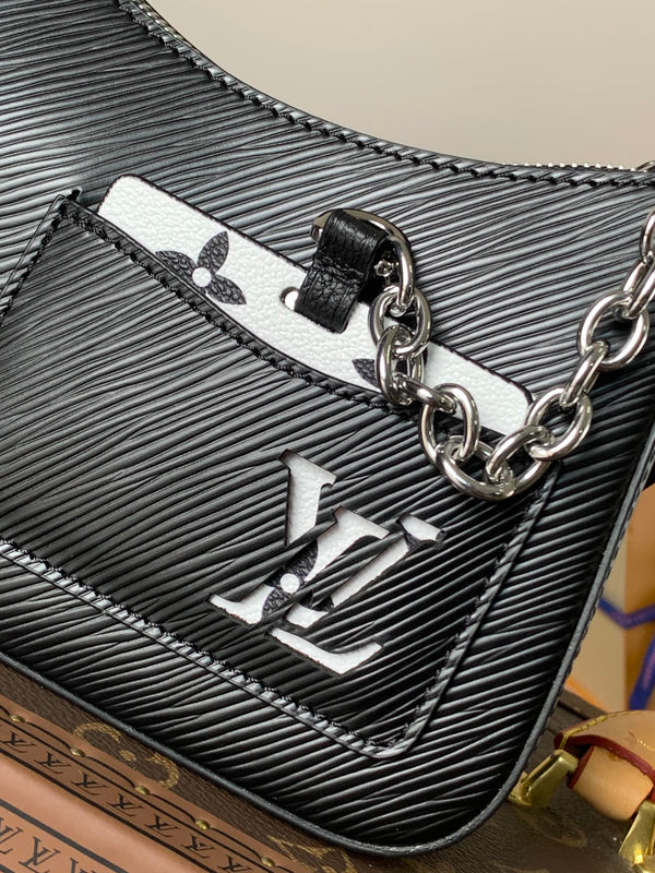 LV Marellini 19cm Pelle bovina Epi Grain nera Metallo HW