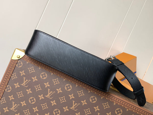 Borsa LV Hopscotch 25 cm in pelle bovina Epi grana nera argento HW